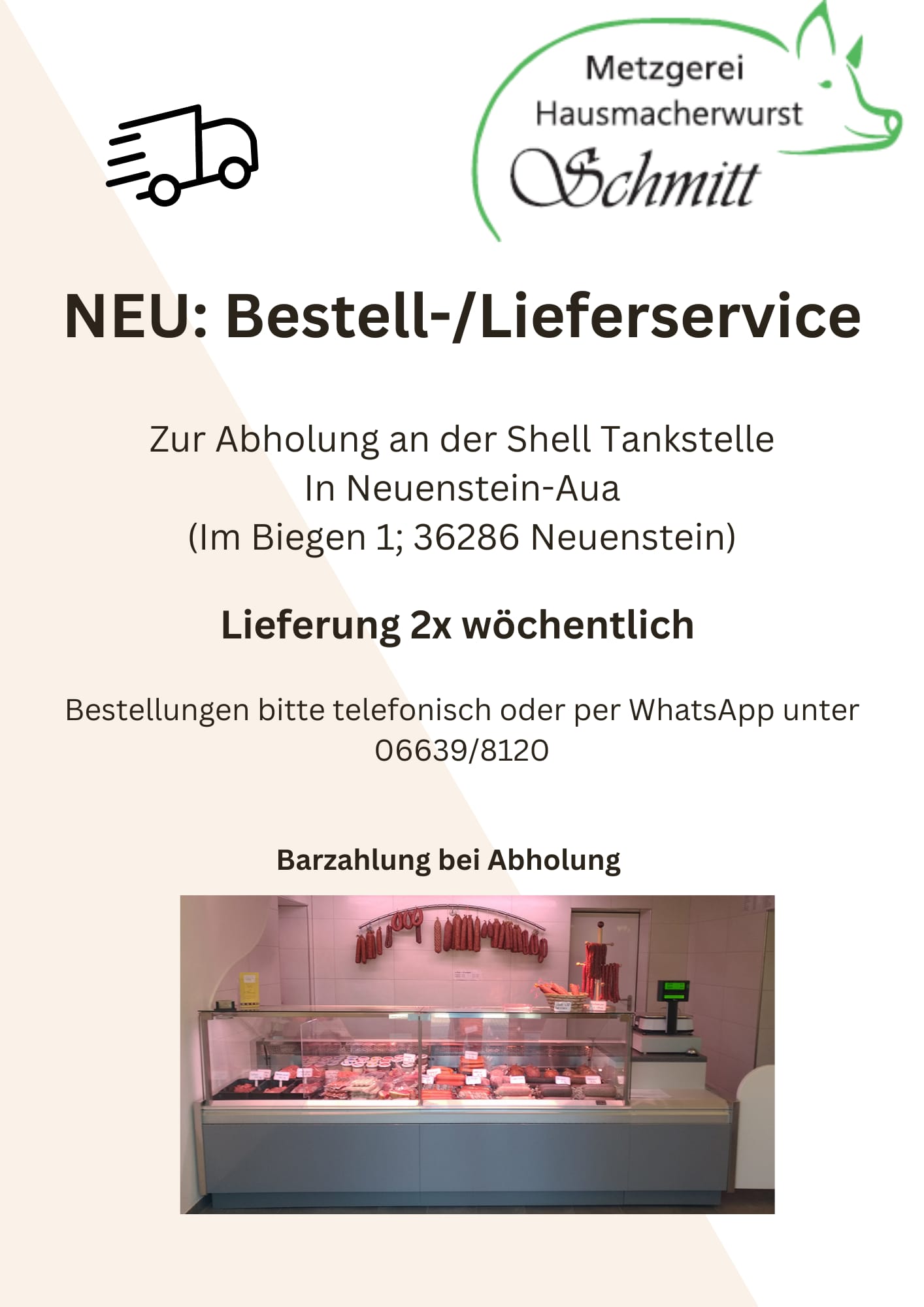 Bestell und Lieferservice Aua 6.8.24